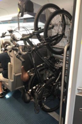 Interior of Brightline train with bikes