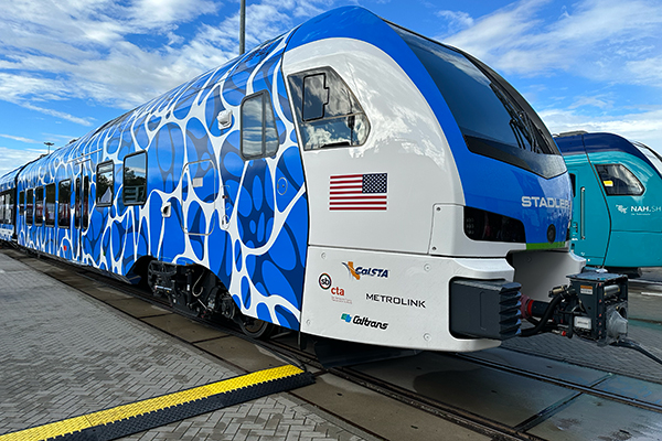 A hydro powered trainset on display at the Berlin tradeshow.