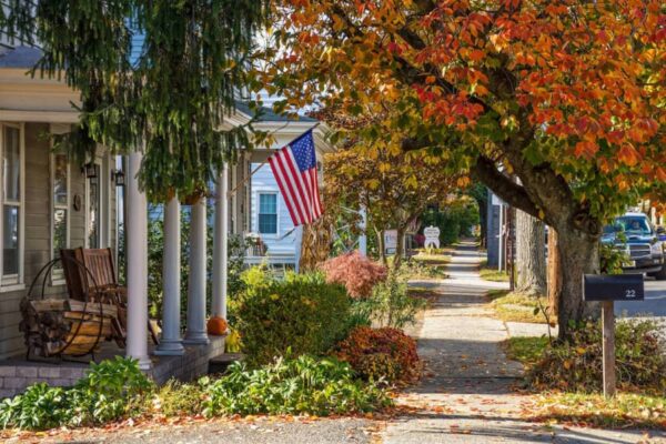 Pleasant small town suburban street.