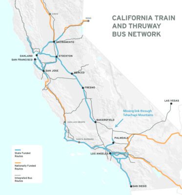 California Amtrak Train and Bus Network