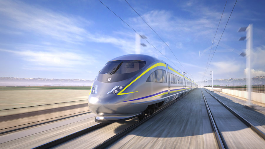 Rendering of a high-speed train from the California High-Speed Rail Auhtority.