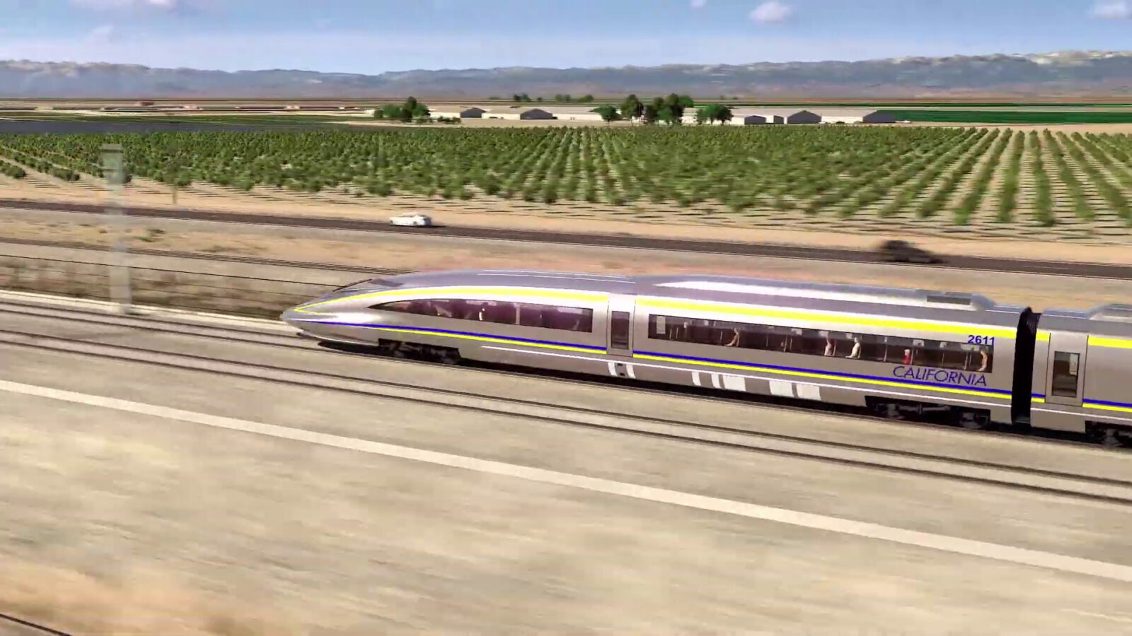 California High Speed Rail rendering Central Valley