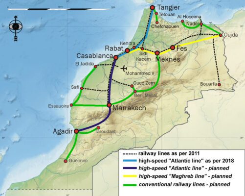 Morocco’s planned high-speed rail network (Dogstar01/CC BY-SA 4.0)