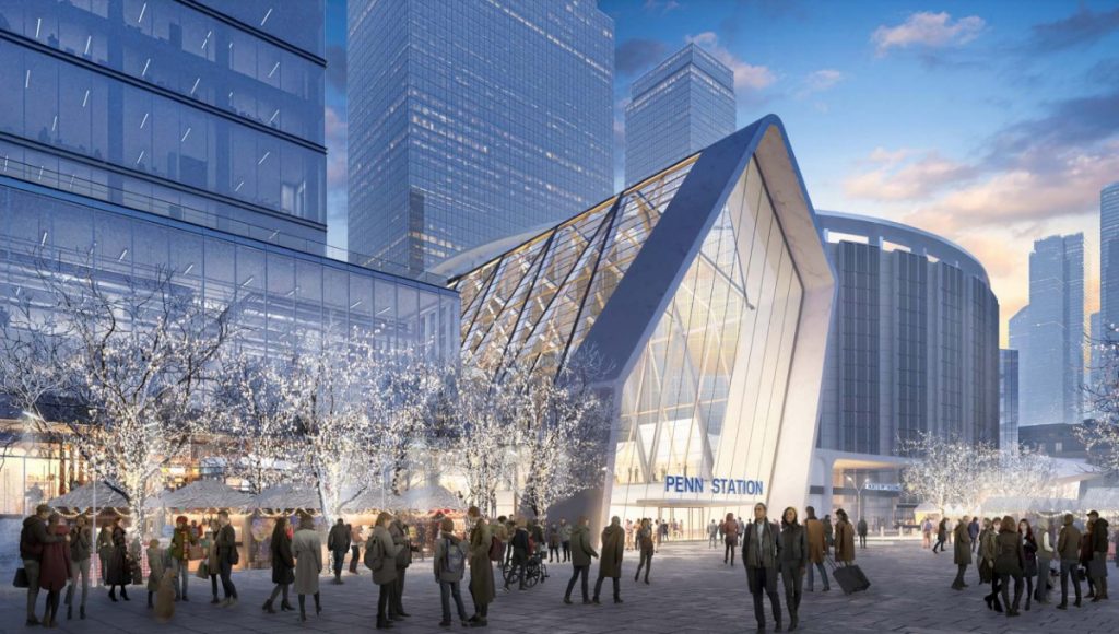 An artist rendering of the proposed main entrance to New York Penn Station.