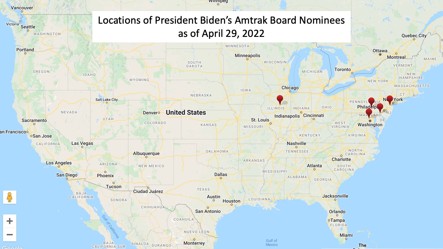 Pushback to Biden’s picks for Amtrak board:  Not diverse enough