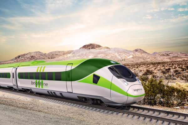 Brightline train in the desert