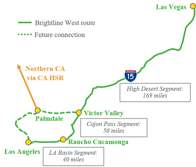 Map of Brightline West