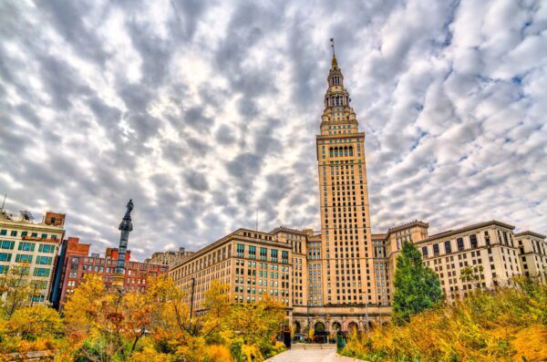Terminal Tower built in 1930 in Downtown Cleveland - Ohio, United States