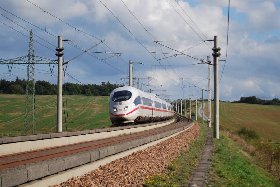 ICE high-speed train southbound near Lindburg Germany.