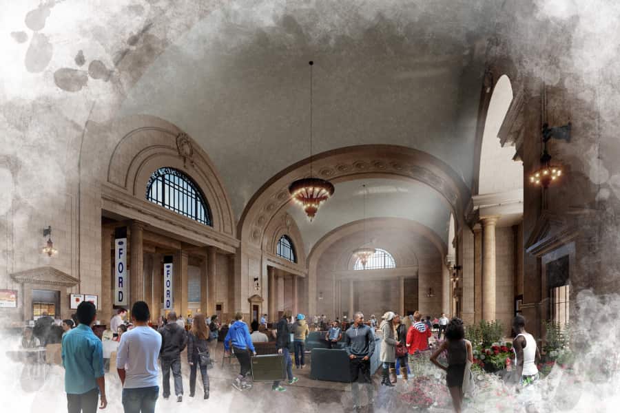 Michigan Central Station Main Hall Ford rendering