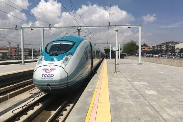 Turkish High Speed Train Pulling Into A Station