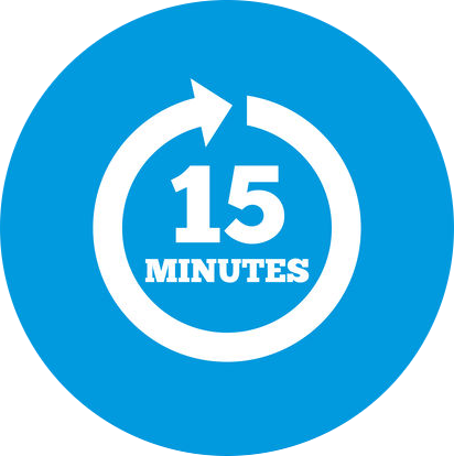 Icon of circle arrow with 15-minutes in center