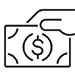 Icon of a hand holding a dollar bill