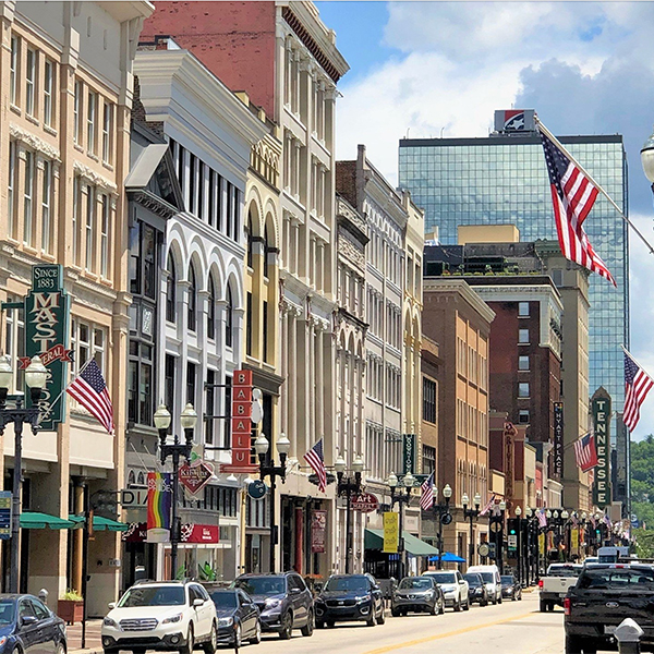 A view down Gay St. in Knoxville TN.