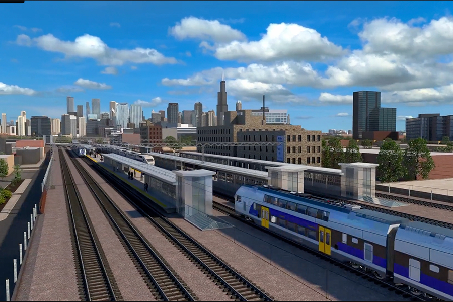 A conceptual drawing of a CrossRail station at Fulton Market.