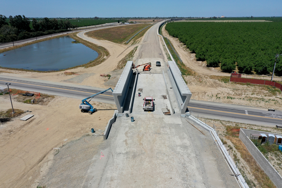 A section of high-speed line under construction in the Central Valley.