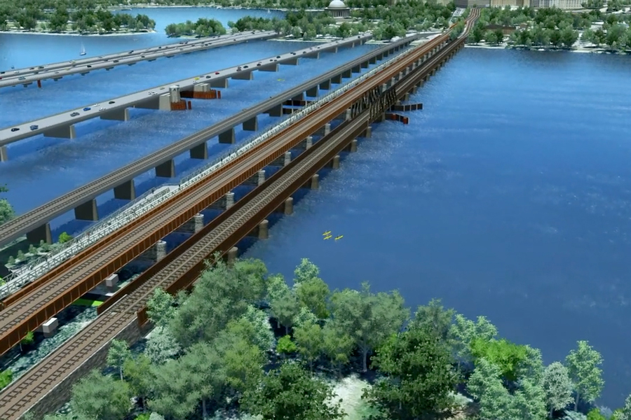 A conceptual rendering of the second Long Bridge over the Potomac River linking Virginia to Washington, DC.