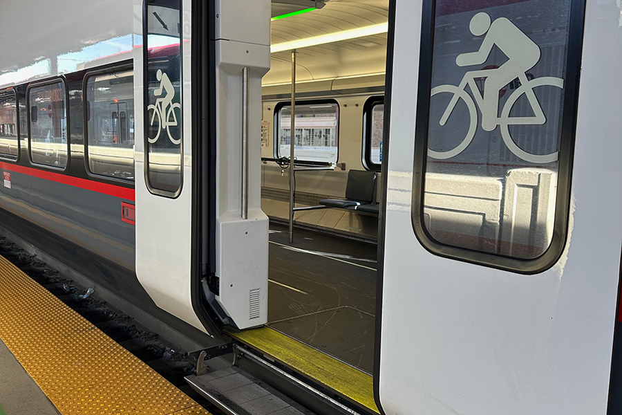 The entrance for the bike car on Caltrain