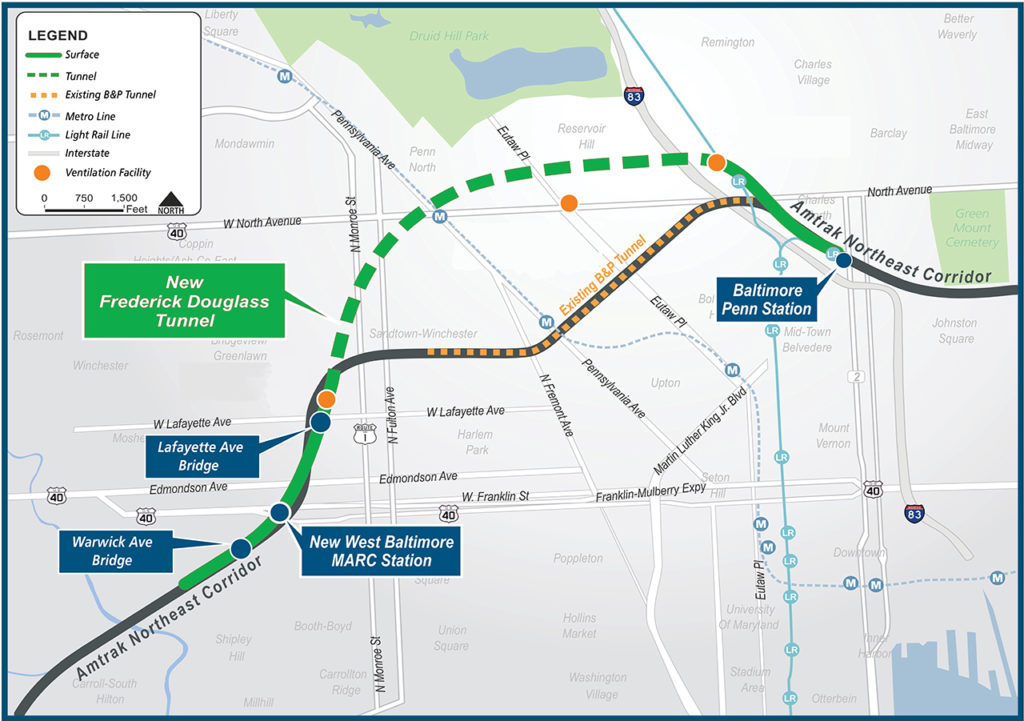 B&P Tunnel Replacement New Alignment Map