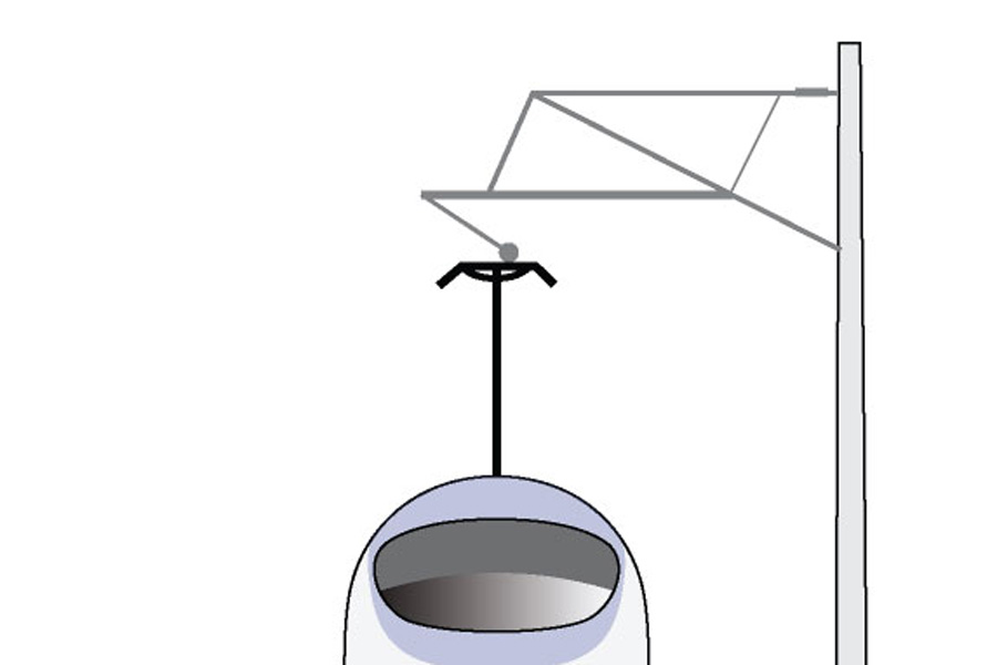 A section of new high-speed line showing the catenary.
