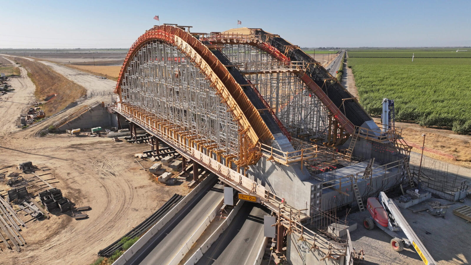 A high speed rail bridge under construction in California.