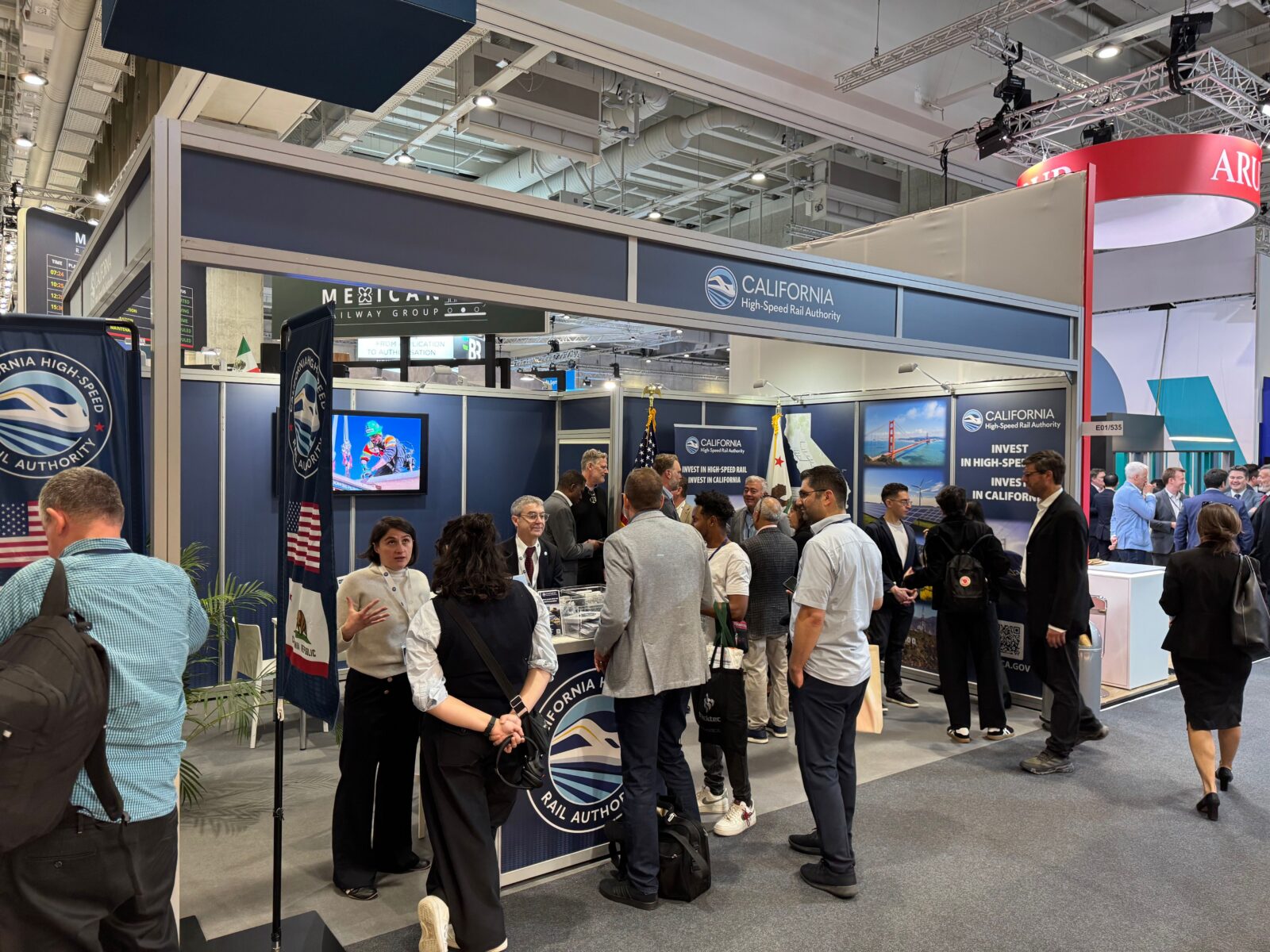 The California High-Speed Rail Authority's exhibition booth at InnoTrans in Berlin, Germany