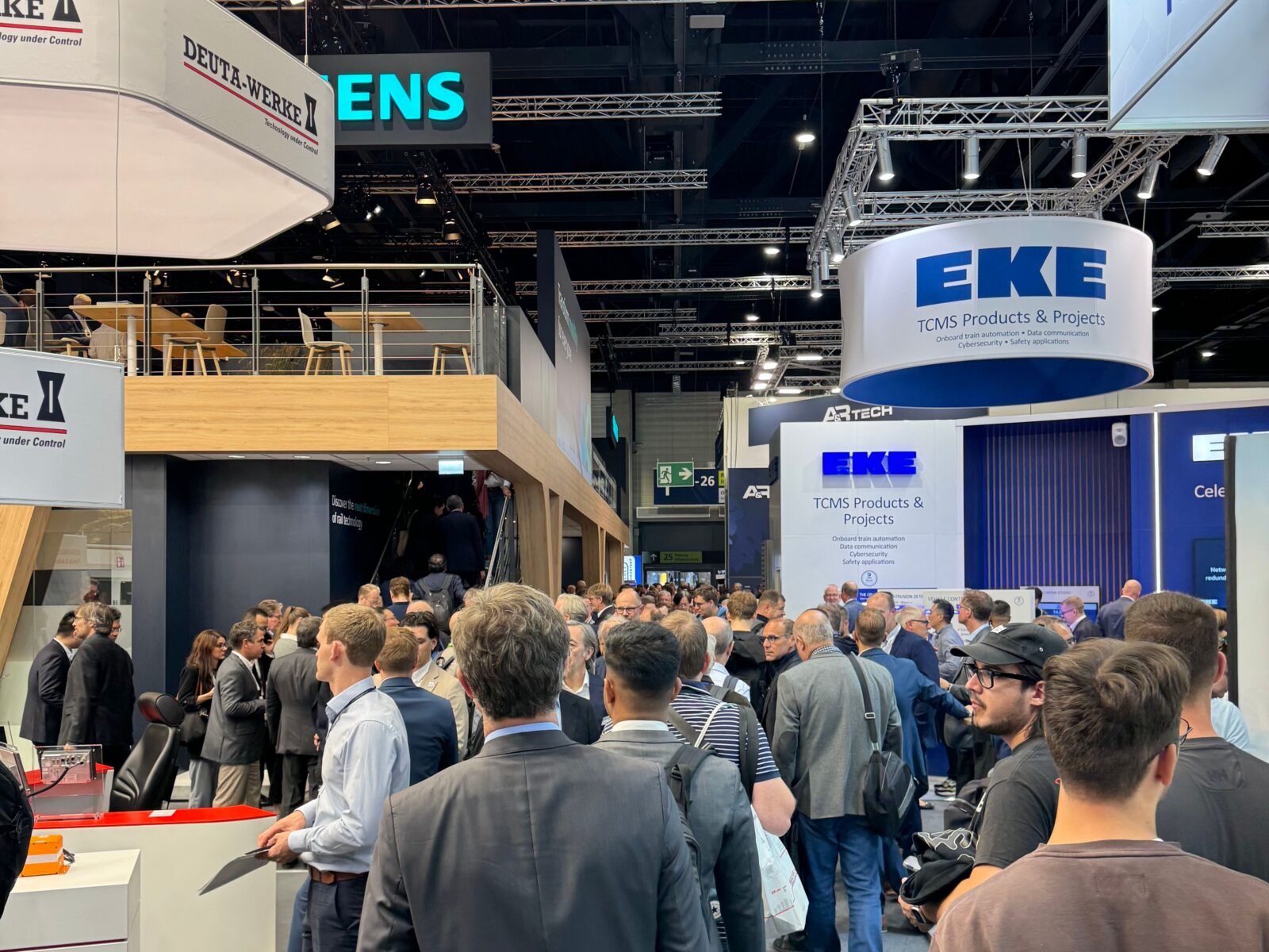 A crowded convention building at InnoTrans in Berlin, Germany